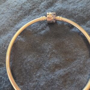 Silver Bangle Pandora Bracelet with Blue stones